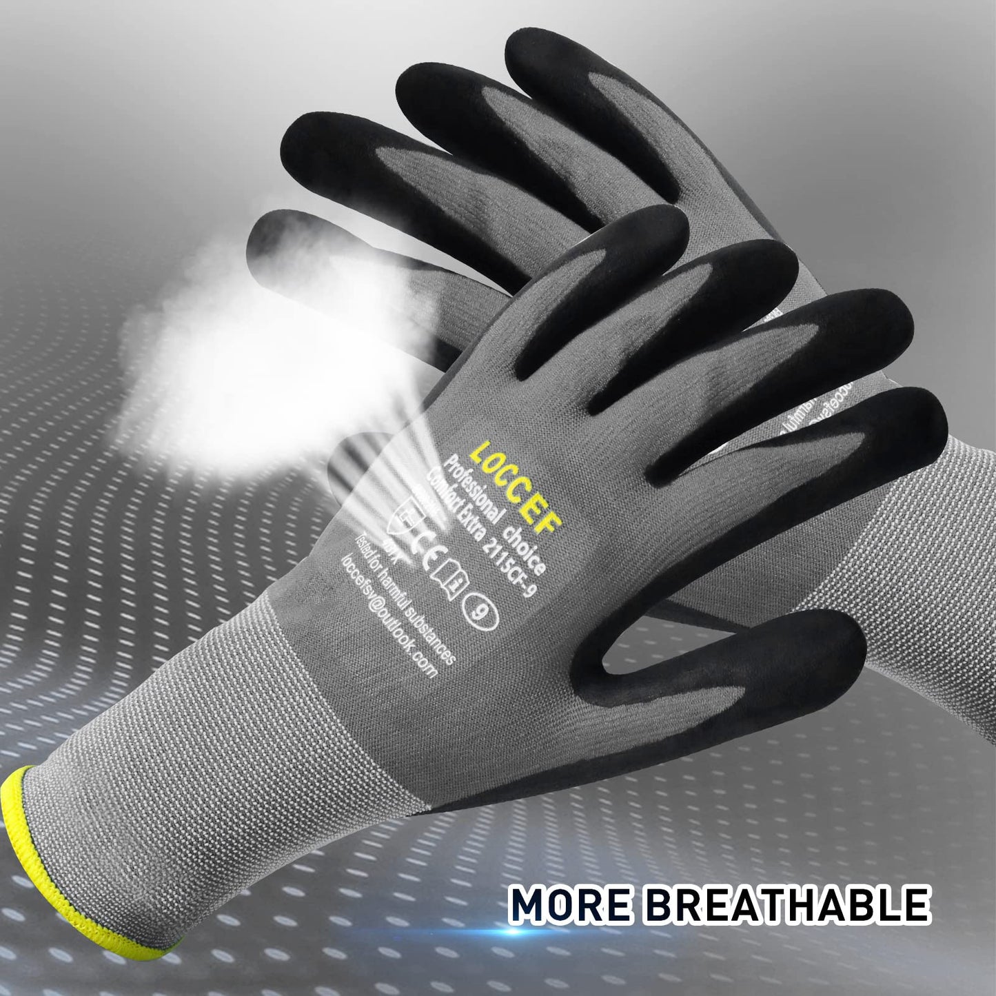 Safety Work Gloves MicroFoam Nitrile Coated-6 Pairs,Endurance Seamless Knit Nylon,Dots on palm,Tacky Dot Grip Gloves