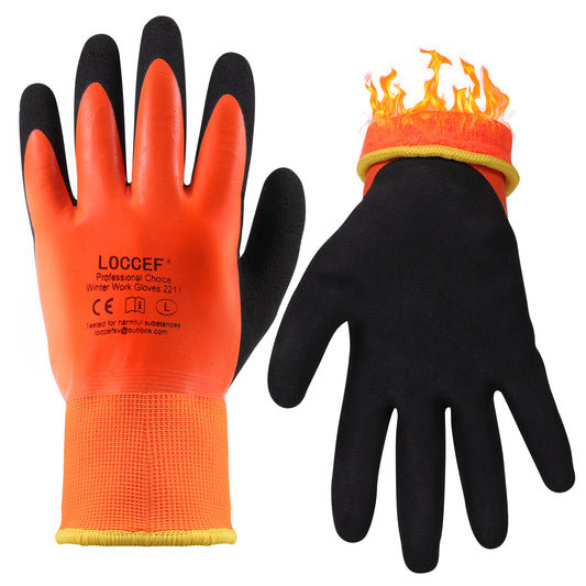 2 Pairs 100% Waterproof Winter Gloves,Winter Work Gloves Thermal Liner Grip Coating Warm,Thermal Insulated,Super Grip