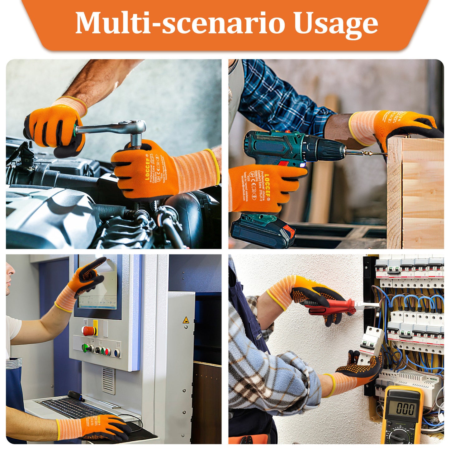 Work Gloves MicroFoam Nitrile Coated-6 Pairs,Endurance Seamless Knit Nylon,Dots on palm,Tacky Dot Grip Gloves,Orange